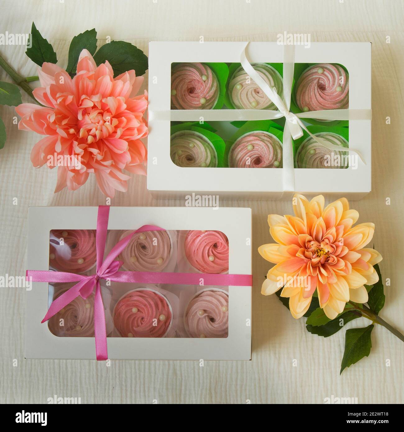 Traditional zefir in gift boxes. Stock Photo