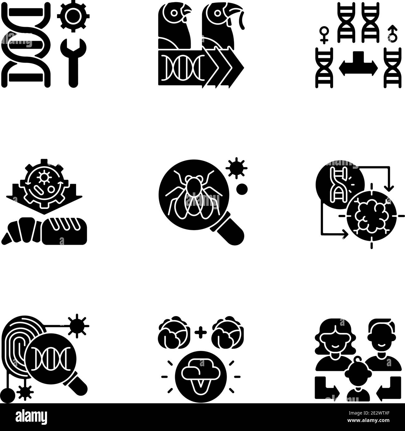 Genetics Black Glyph Icons Set On White Space Stock Vector Image And Art Alamy 