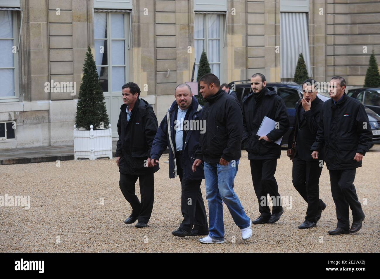 TremblayenFrance bus drivers wich Morad Hamidi arrive to a meeting