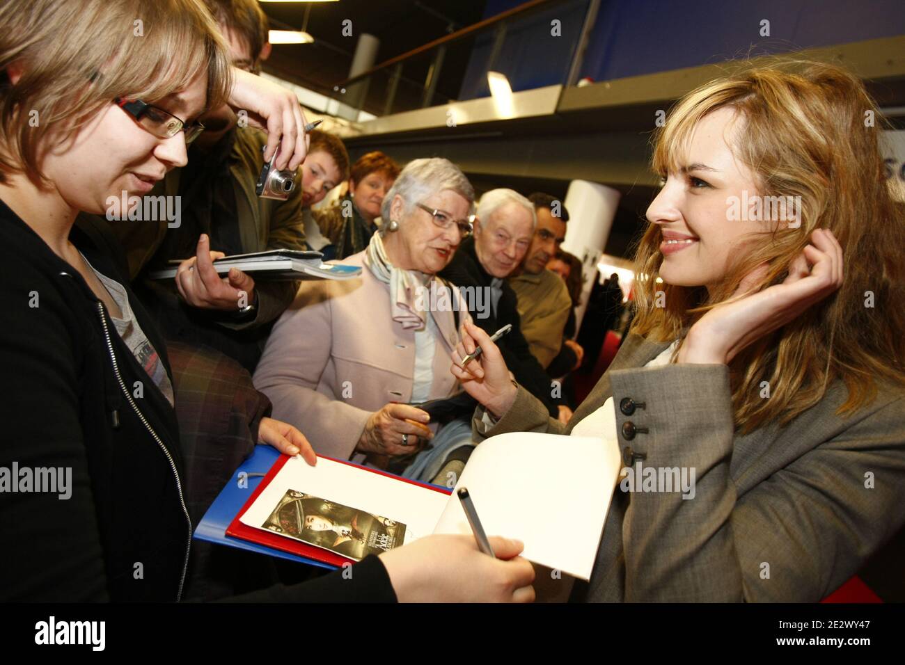French actress Louise Bourgoin and director Luc Besson at Lomme Kinepolis, near Lille, northern France, on April 5th, 2010, to promote their new movie 'Adele Blanc-Sec'. Photo by Sylvain Lefevre/ABACAPRESS.COM Stock Photo
