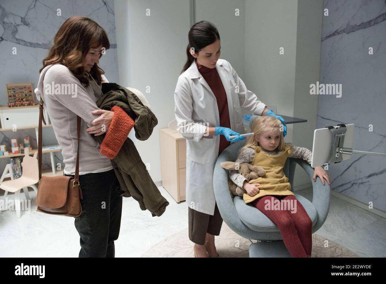 Black Mirror, Season 4: 'Arkangel' episode. Starring Rosemarie DeWitt as Marie Sambrell, Brenna Harding as Sara Sambrell, Stock Photo