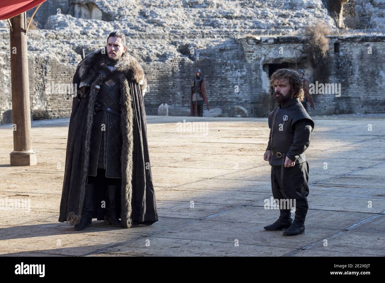 Game of Thrones -  Season 7 Episode 7: Kit Harington(Jon Snow) and Peter Dinklage(Tyrion Lannister) Stock Photo