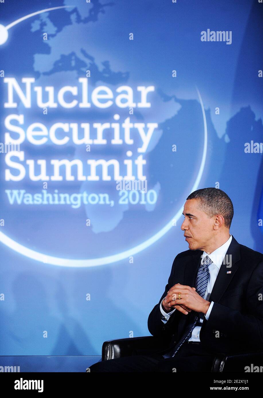 President Barack Obama holds bilateral meeting with President Zuma of South Africa at the Blair House in Washington, DC, USA, April 11, 2010. Photo by Olivier Douliery/ABACAPRESS.COM Stock Photo