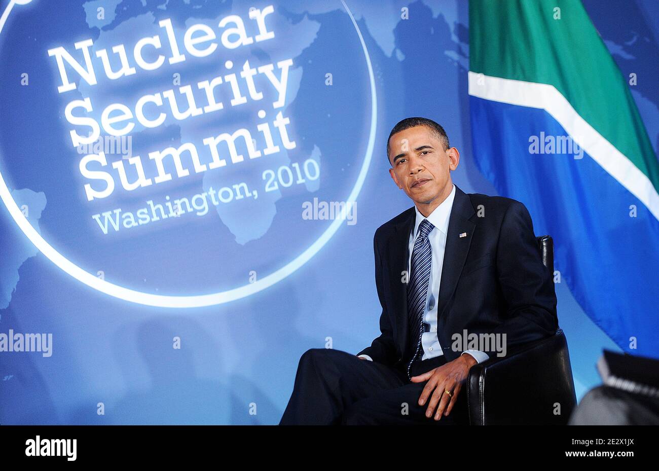 President Barack Obama holds bilateral meeting with President Zuma of South Africa at the Blair House in Washington, DC, USA, April 11, 2010. Photo by Olivier Douliery/ABACAPRESS.COM Stock Photo