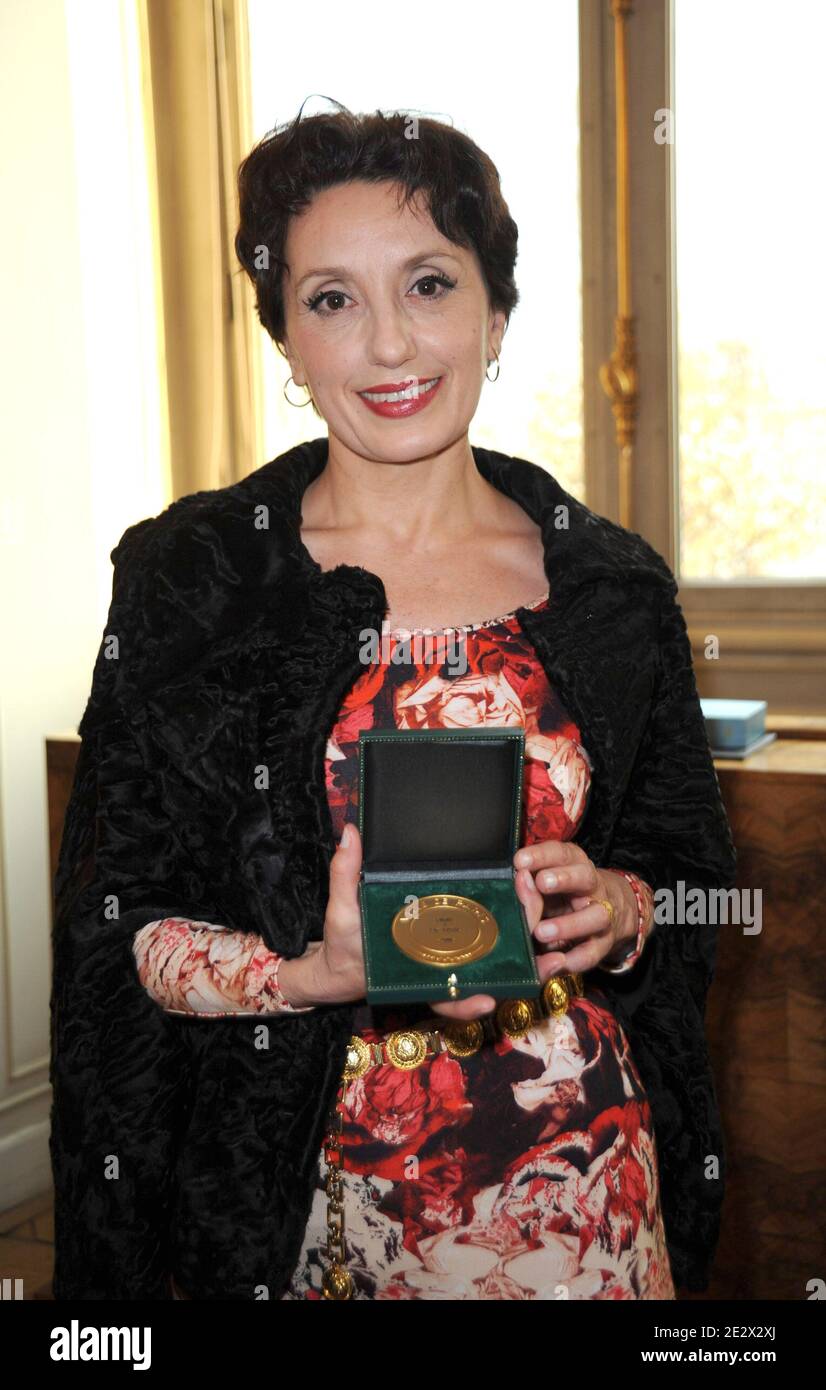 Singer Luz Casal poses at Paris City Hall in Paris, France. on April 13