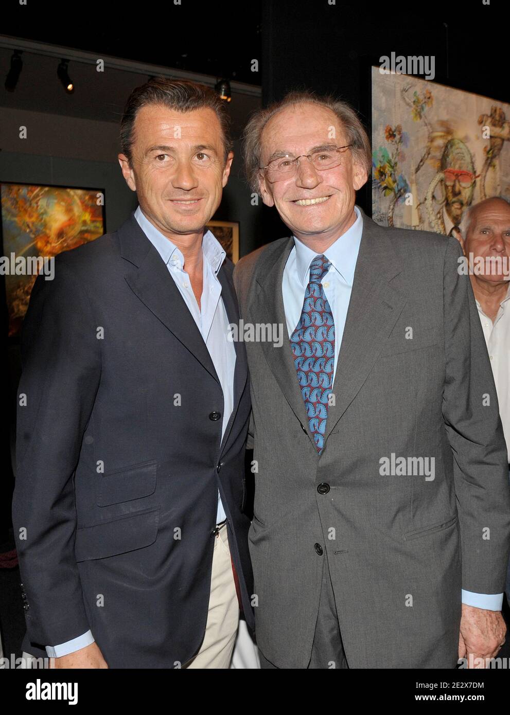 Francois and Pal Sarkozy attending the opening of the 'Entente Subtile' painting exhibition by Pal Sarkozy and Werner Hornung at the Espace Pierre Cardin in Paris, France, on April 24, 2010. Photo by Giancarlo Gorassini/ABACAPRESS.COM Stock Photo