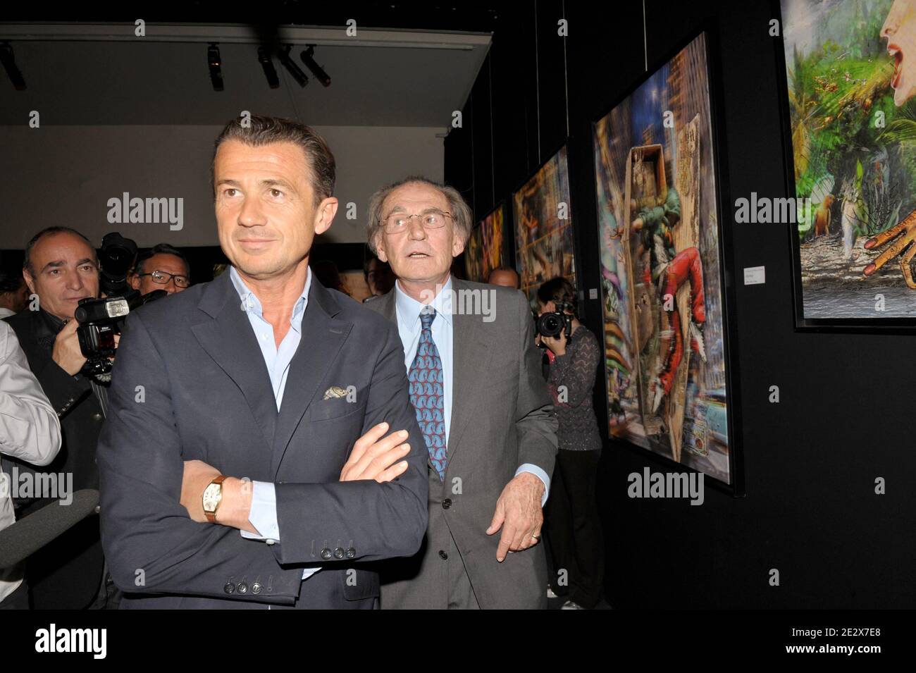 Francois and Pal Sarkozy attending the opening of the 'Entente Subtile' painting exhibition by Pal Sarkozy and Werner Hornung at the Espace Pierre Cardin in Paris, France, on April 24, 2010. Photo by Giancarlo Gorassini/ABACAPRESS.COM Stock Photo