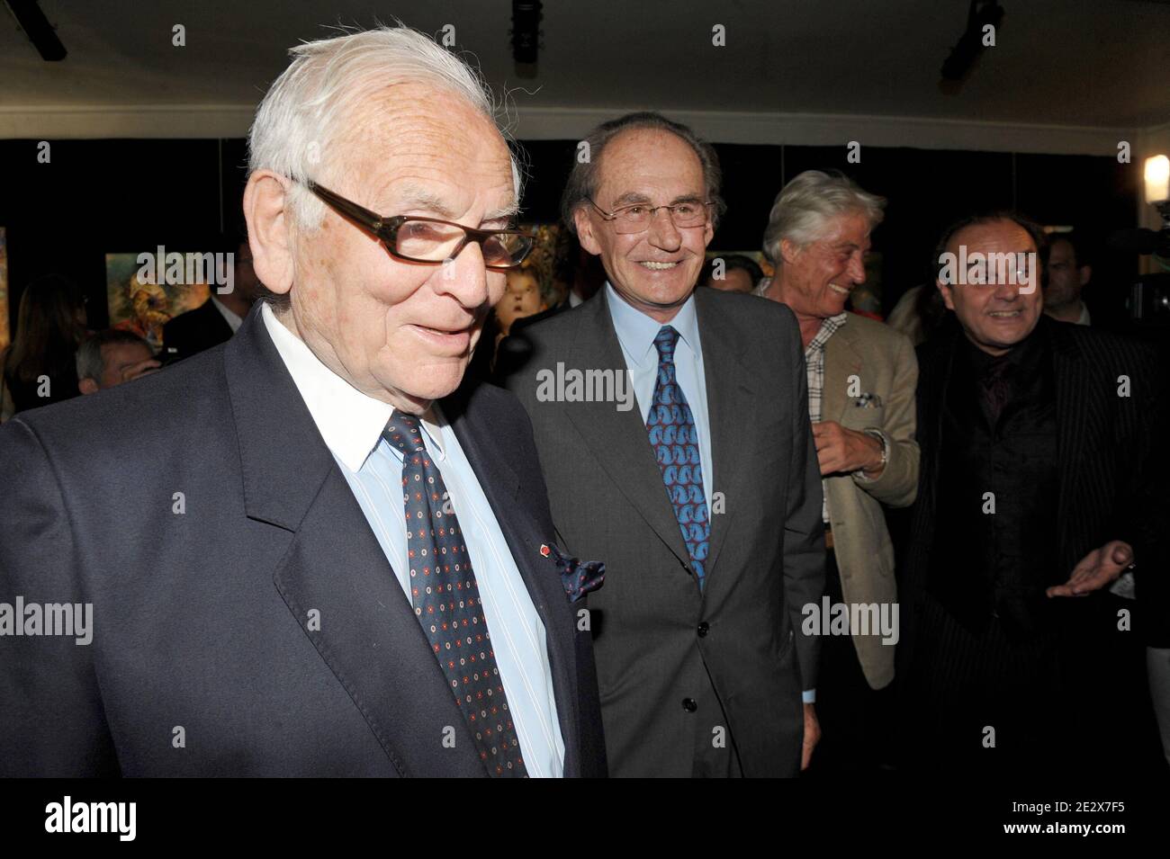 Pierre Cardin attending the opening of the 'Entente Subtile' painting exhibition by Pal Sarkozy and Werner Hornung at the Espace Pierre Cardin in Paris, France, on April 24, 2010. Photo by Giancarlo Gorassini/ABACAPRESS.COM Stock Photo