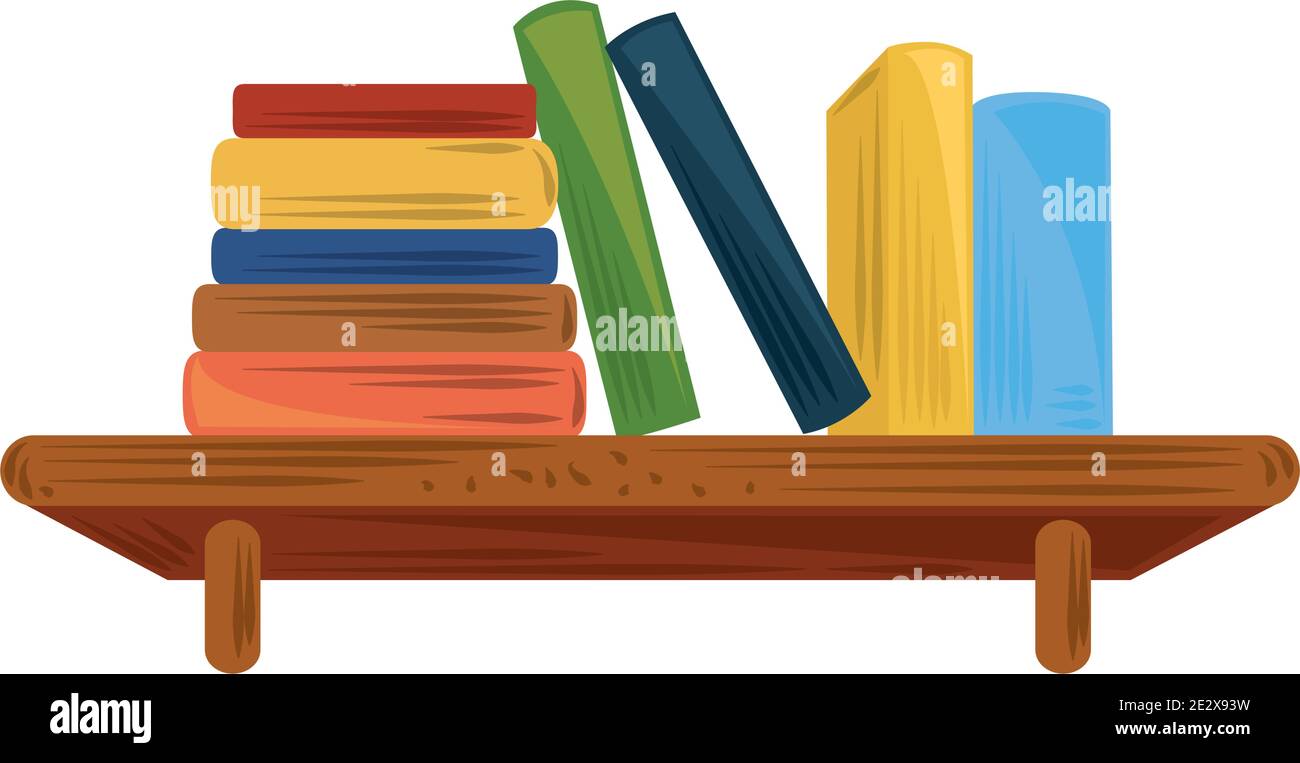 books stacked on the shelf learn academic and education vector illustration Stock Vector