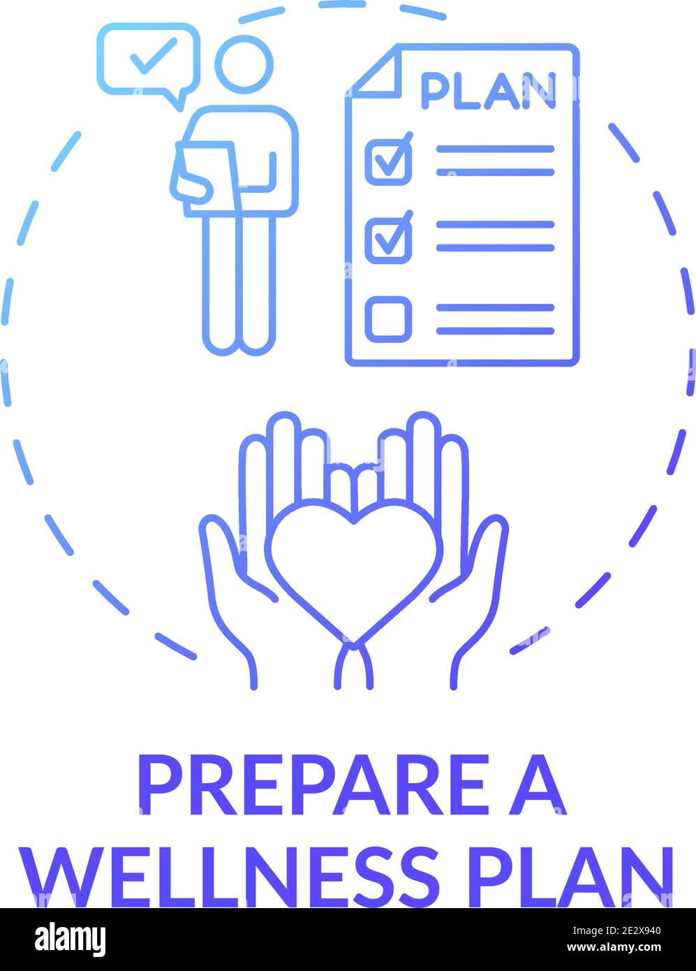 Wellness plan preparation concept icon Stock Vector