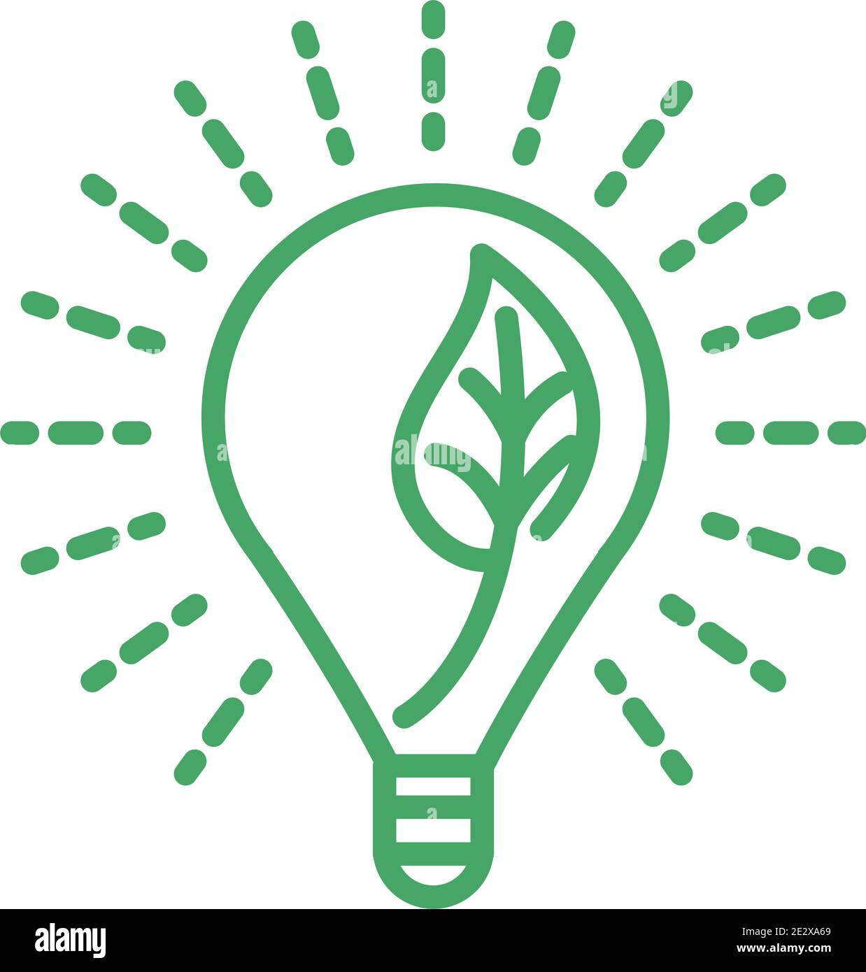 organic natural, leaf inside light bulb green line style vector ...