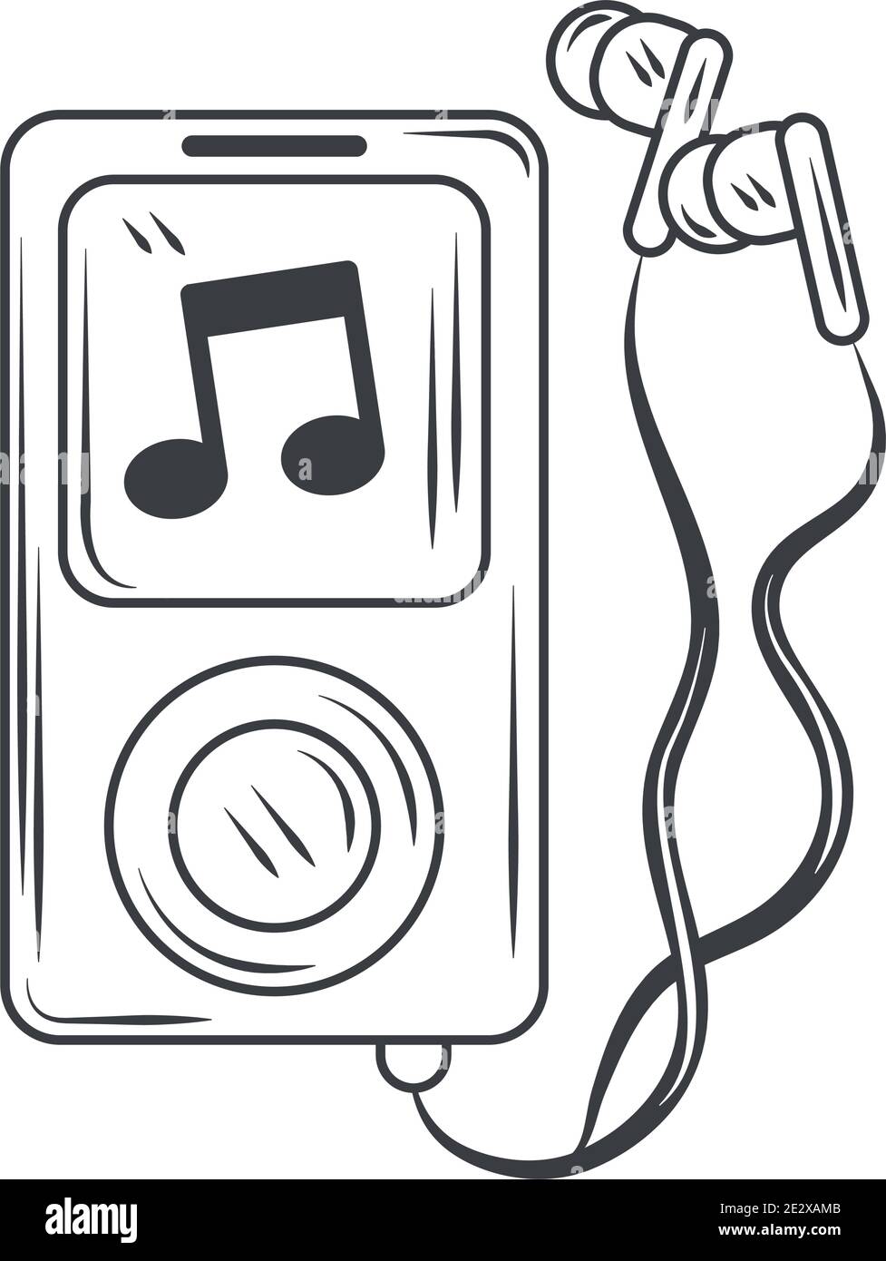 hobby listen music mp3 and earphones, sketch style design vector  illustration Stock Vector Image & Art - Alamy