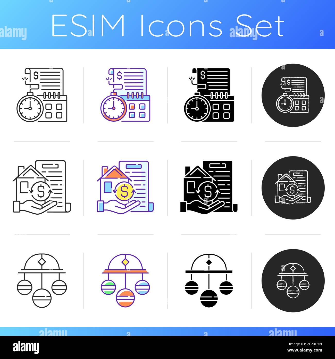 Pawnbroker shop icons set Stock Vector