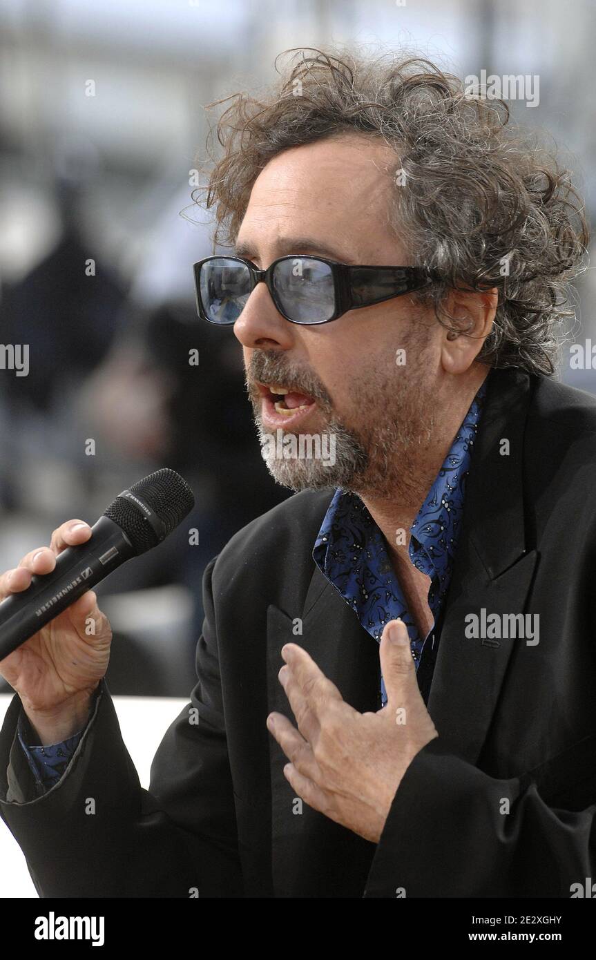 Tim Burton during the broadcasting of 'Le Grand Journal' TV show on Canal  Plus channel on the Martinez beach during the 63rd Cannes Film Festival in  Cannes, France on May 13, 2010.