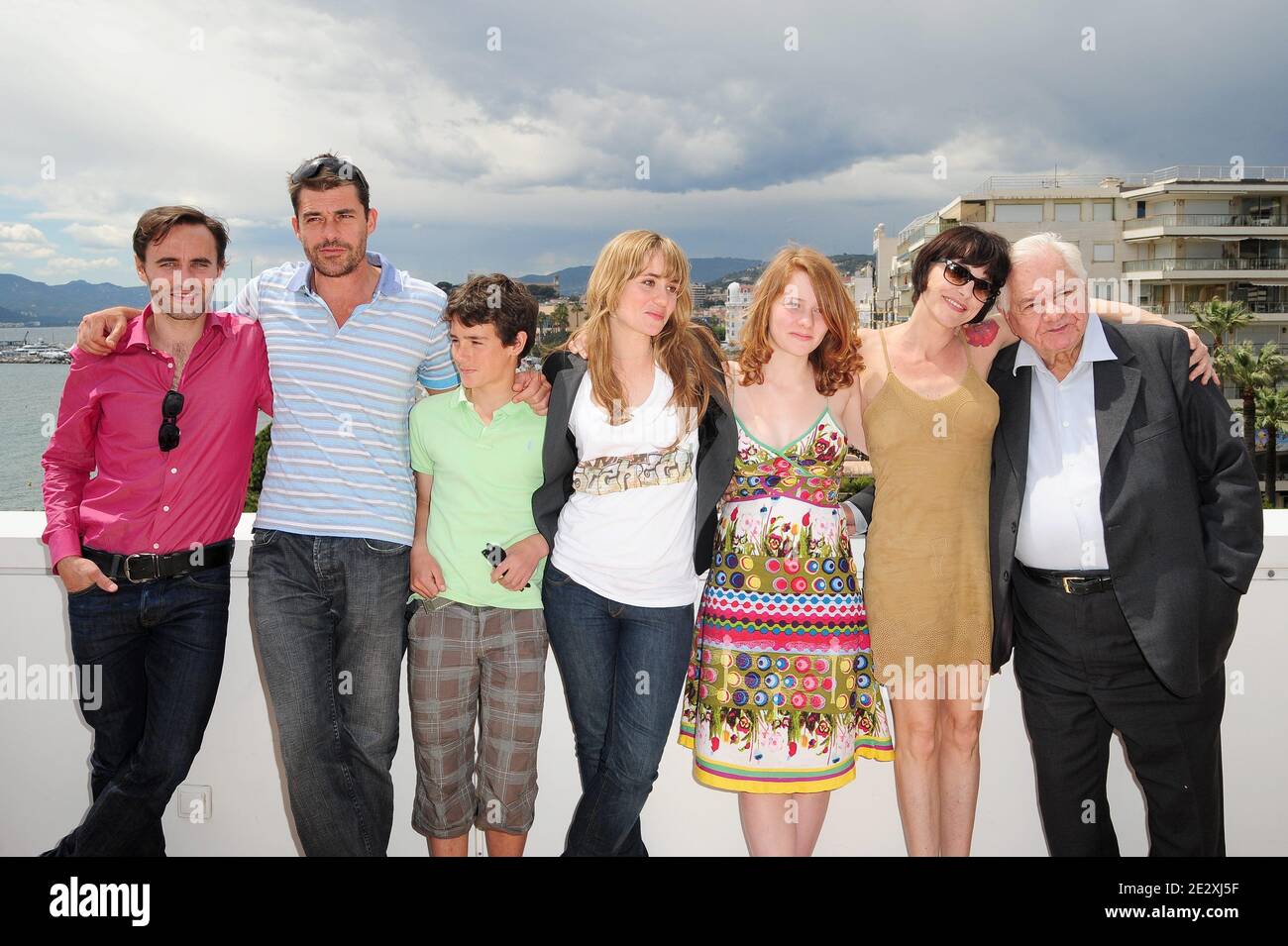 Stefano Cassetti, Thierry Neuvic, Katell Quillevere, Clara Augarde, Lio and Michel Galabru attending 'Un Poison Violent' Photocall held at the Terrasse de la Quinzaine during the 63rd Annual Cannes Film Festival in Cannes, France on May 15, 2010. Photo by Nicolas Briquet/ABACAPRESS.COM Stock Photo