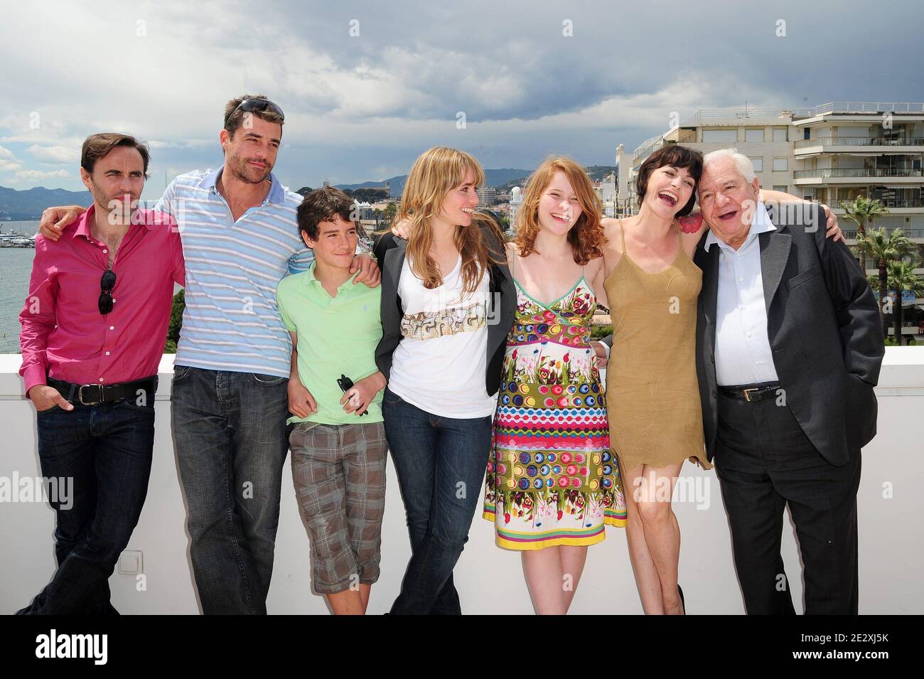 Stefano Cassetti, Thierry Neuvic, Katell Quillevere, Clara Augarde, Lio and Michel Galabru attending 'Un Poison Violent' Photocall held at the Terrasse de la Quinzaine during the 63rd Annual Cannes Film Festival in Cannes, France on May 15, 2010. Photo by Nicolas Briquet/ABACAPRESS.COM Stock Photo