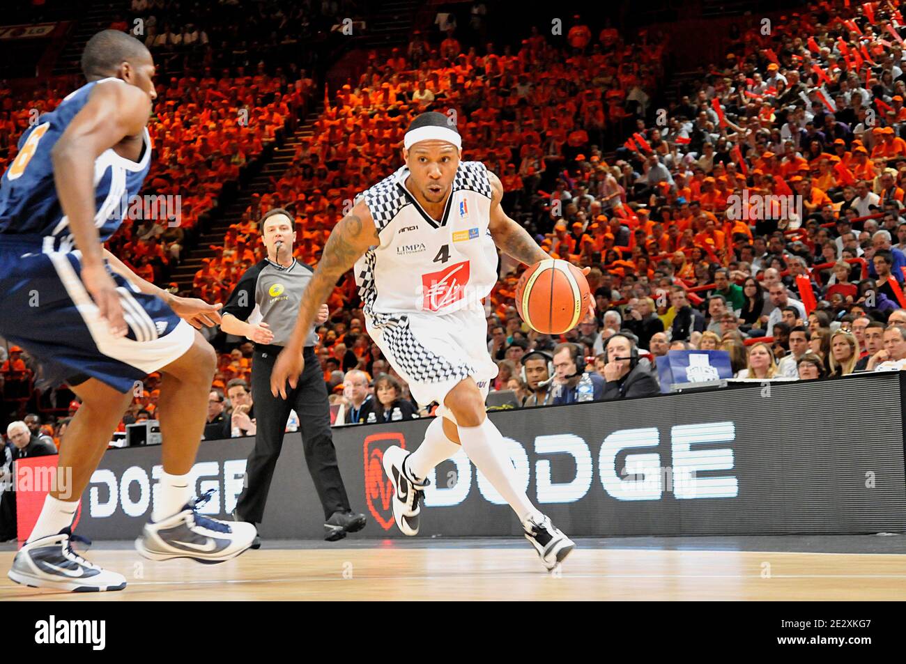 Orleans' Banks Cedric during the french cup basketball match, Orlean vs  Gravelines at Palais Omnisports de