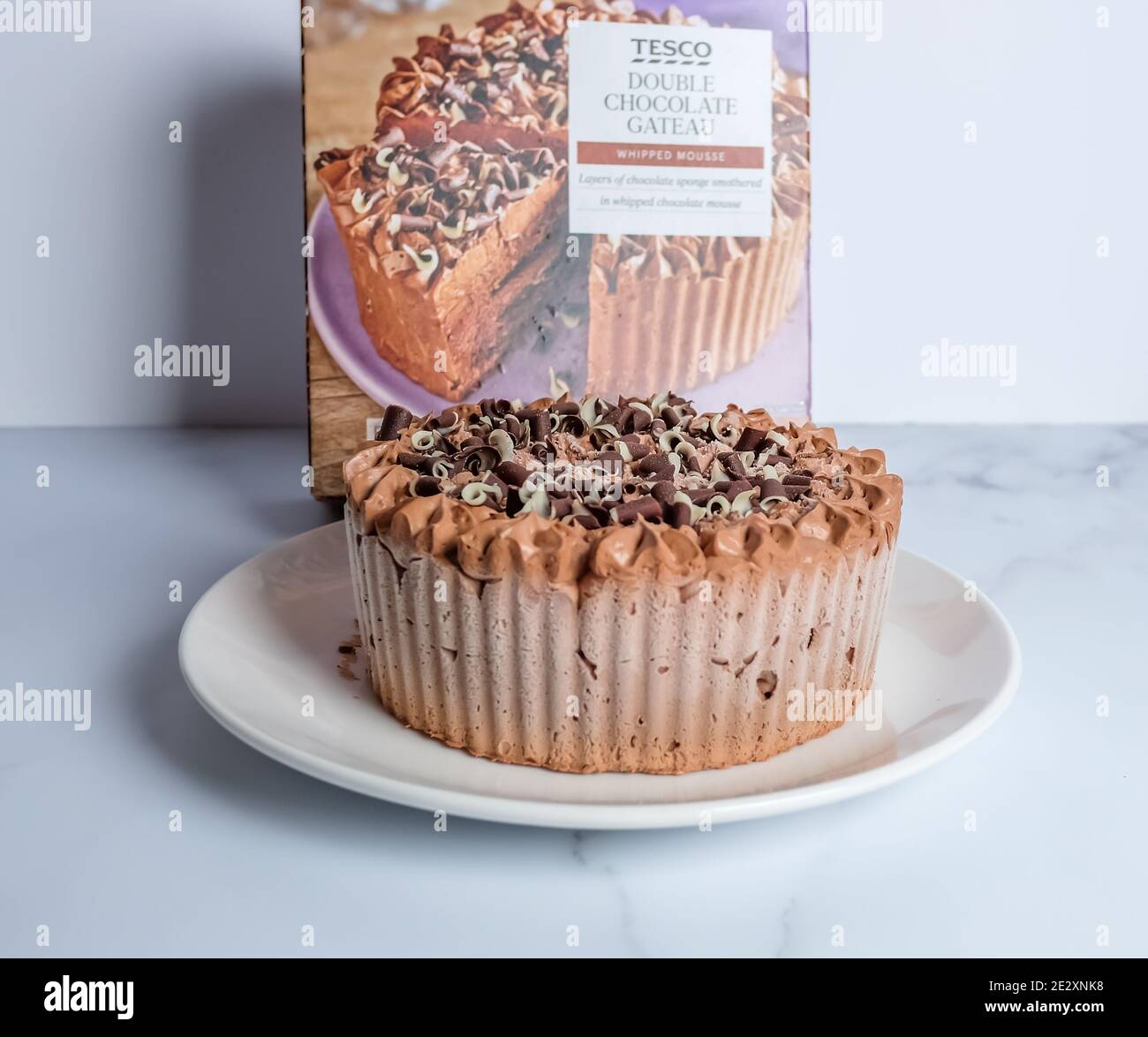 Norwich Norfolk Uk December 25 An Illustrative Editorial Photograph Of A Close Up Of A Frozen Double Chocolate Gateau On A White Plate Stock Photo Alamy
