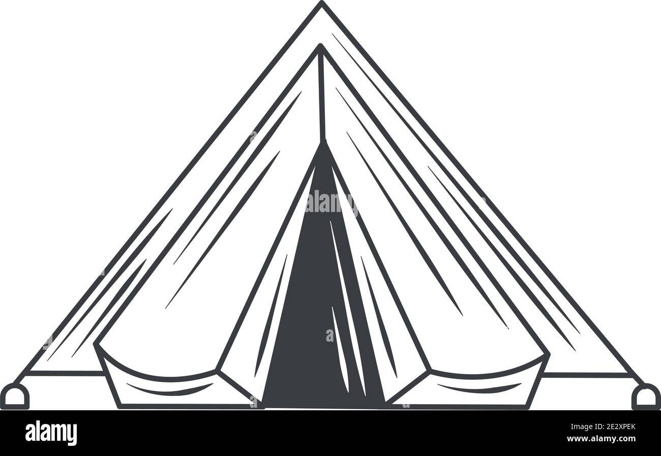 camping tent equipment, sketch style design vector illustration Stock
