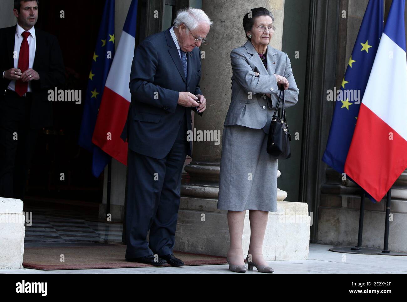 French academician and former Health Minister Simone Veil and her husband Antoine leave Elysee Palace, in Paris, France on May 20, 2010 after to attend an awards ceremony. Photo by Stephane Lemouton/ABACAPRESS.COM Stock Photo