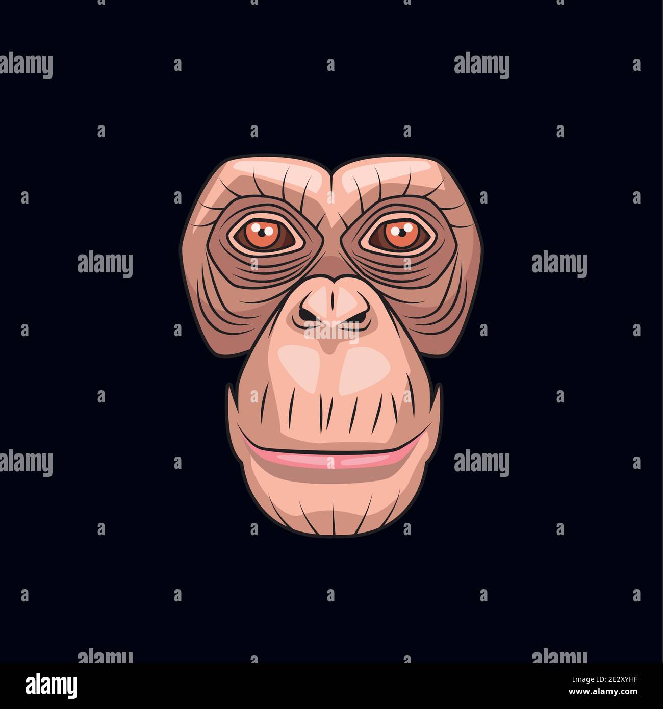 monkey animal wild head character in black background vector ...