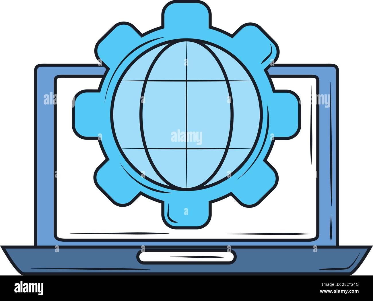 web development laptop world solution, creation digital software vector ...