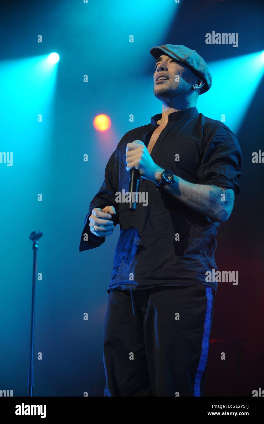 French Singer Pascal Obispo performs during a charity concert for Haiti ...