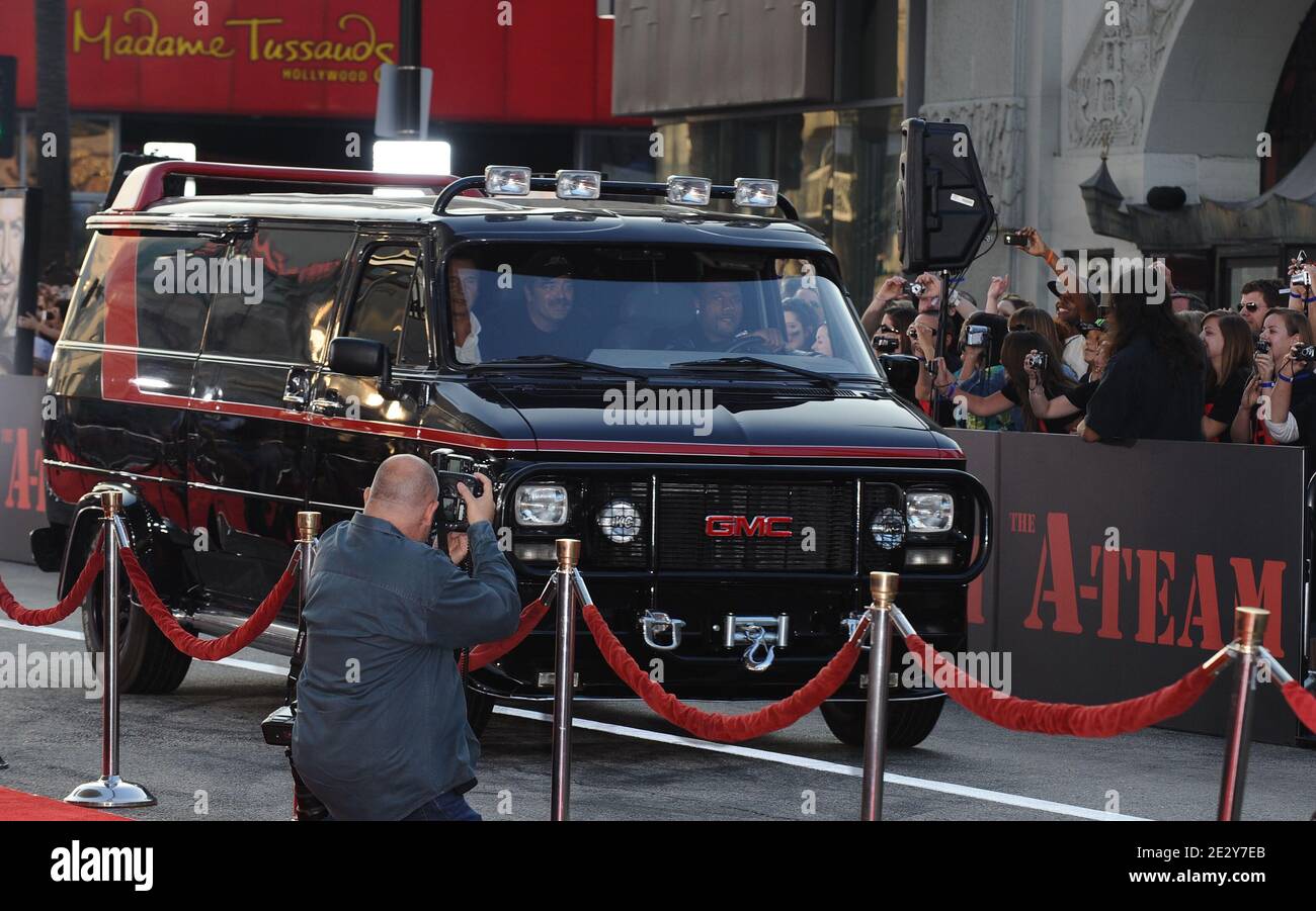 The A-Team van arriving for the L.A. premiere of 20th Century Fox's 'The A-Team' at the Grauman's Chinese Theatre in Los Angeles, CA, USA on June 3, 2010. Photo by Lionel Hahn/ABACAPRESS.COM Stock Photo