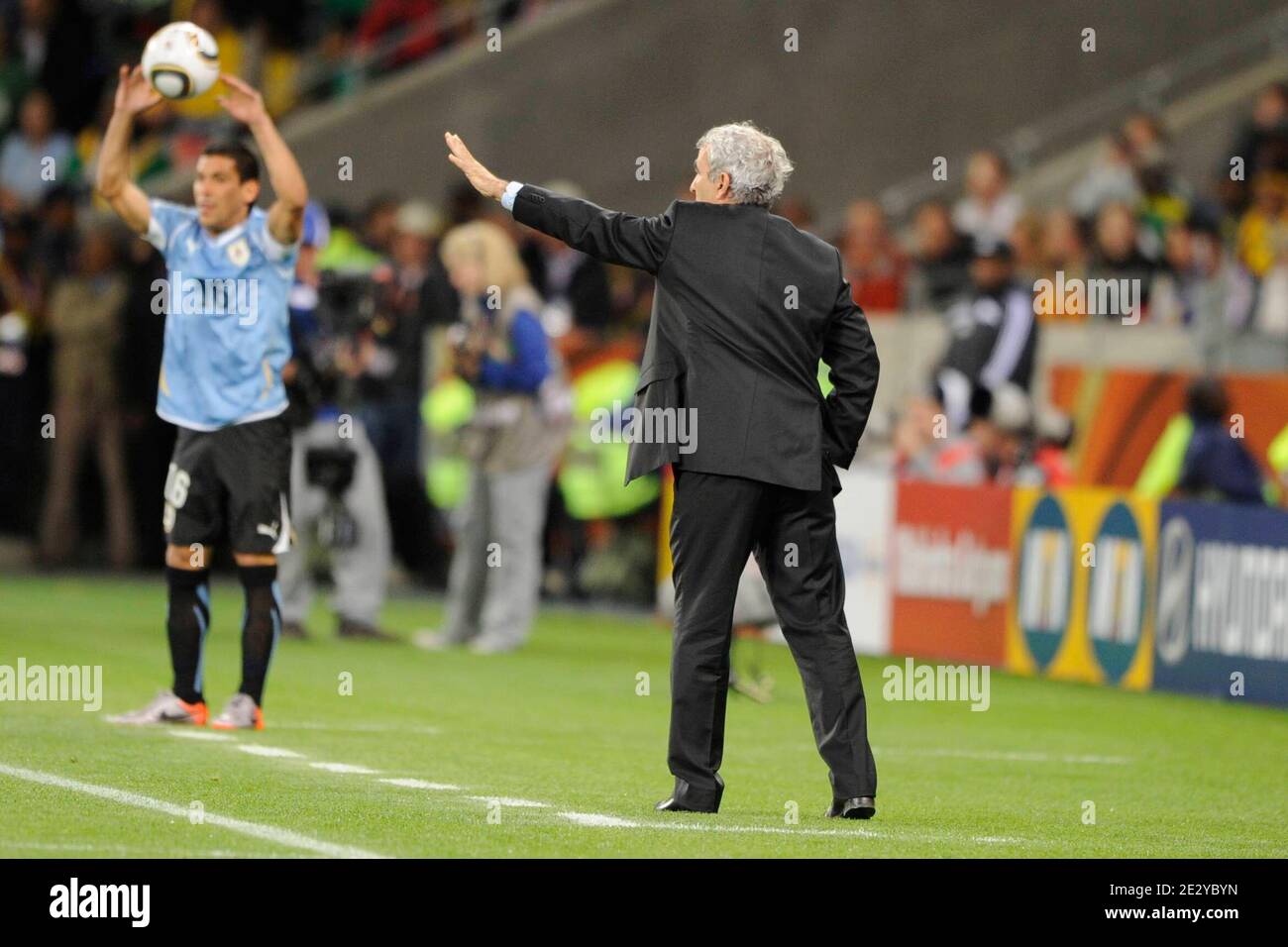France's coach Raymond Domenech in the first round match France vs Uruguay of the Soccer World Cup 2010 in Capetown, South Africa on June 11th 2010. Photo by Henri Szwarc/ABACAPRESS.COM Stock Photo