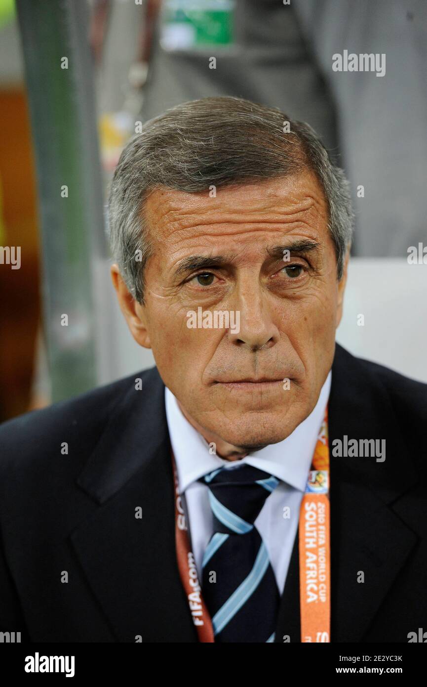 Uruguay's coach Oscar Tabarez during the World Cup 2010 soccer match, Group A, France (France national football team) vs Uruguay of the Soccer World Cup 2010 in Capetown, South Africa on June 11, 2010. The match ended in a 0-0 draw. Photo by Henri Szwarc/ABACAPRESS.COM Stock Photo