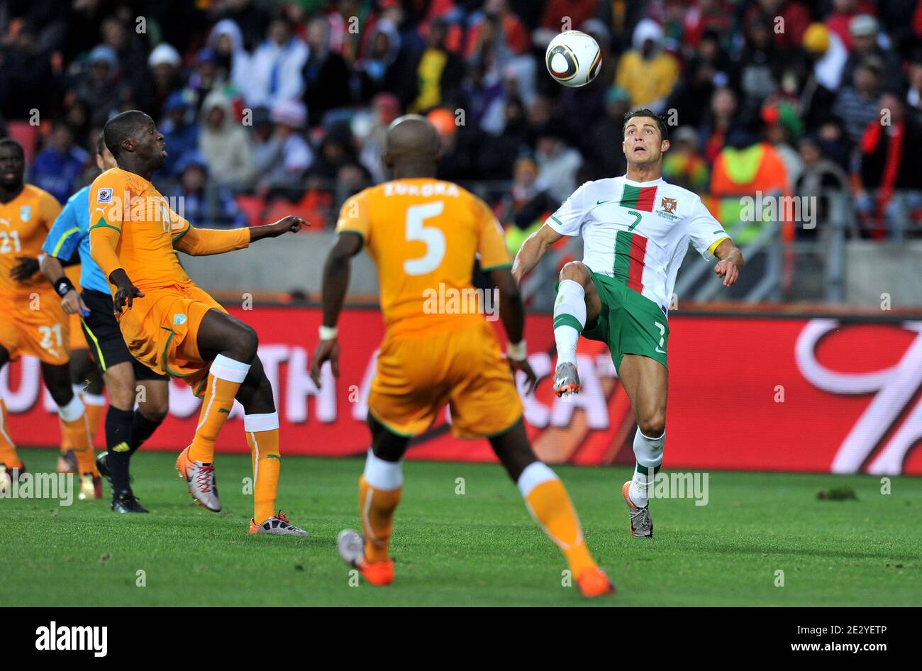 Portugal's Cristiano Ronaldo during the 2010 FIFA World Cup soccer match,  Group G, Ivory Coast vs Portugal at the Nelson Mandela Bay Stadium, in Port  Elisabeth, South Africa on June 15, 2010.