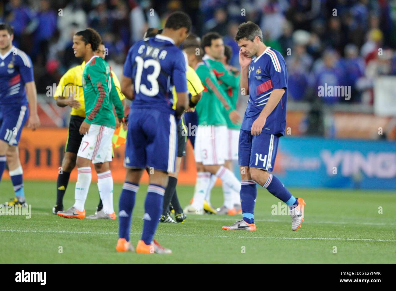 France's Jeremy Toulalan deception after the 2010 FIFA World Cup South ...