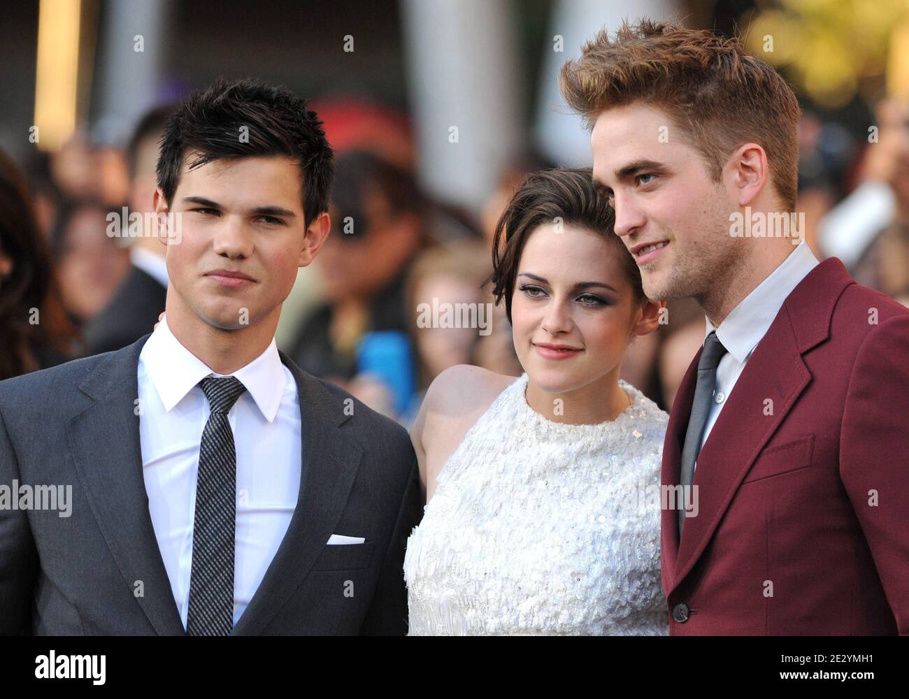 'Robert Pattinson, Kristen Stewart and Taylor Lautner attend the premiere of ''The Twilight Saga: Eclipse'' part of the 2010 Los Angeles Film Festival. Los Angeles, June 24, 2010. (Pictured : Robert Pattinson, Kristen Stewart, Taylor Lautner). Photo by Lionel Hahn/ABACAPRESS.COM' Stock Photo