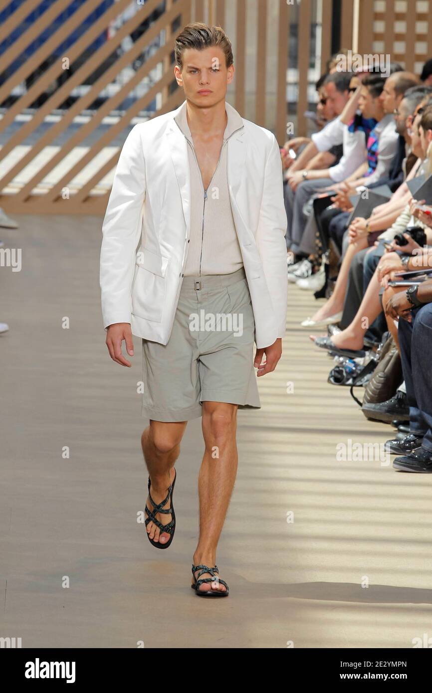 A model wears a creation of Louis Vuitton Men's fashion Spring