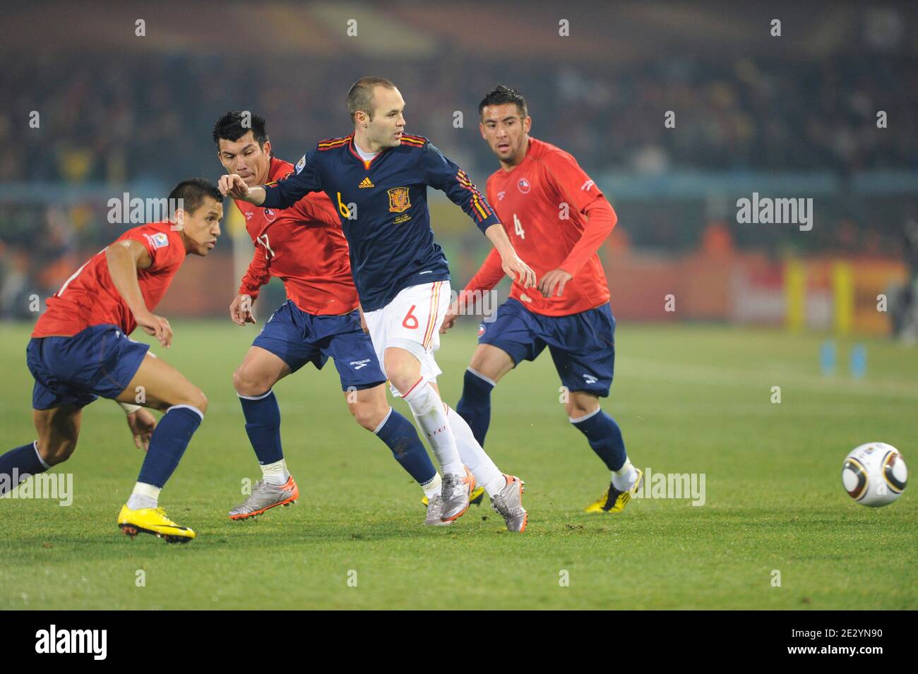 Spain's Andres Iniesta during the 2010 FIFA World Cup South Africa Soccer match, group H, Spain vs Chile at Loftus Versfeld football stadium in Pretoria, South Africa on June 25, 2010. Spain won 2-1. Photo by Henri Szwarc/ABACAPRESS.COM Stock Photo