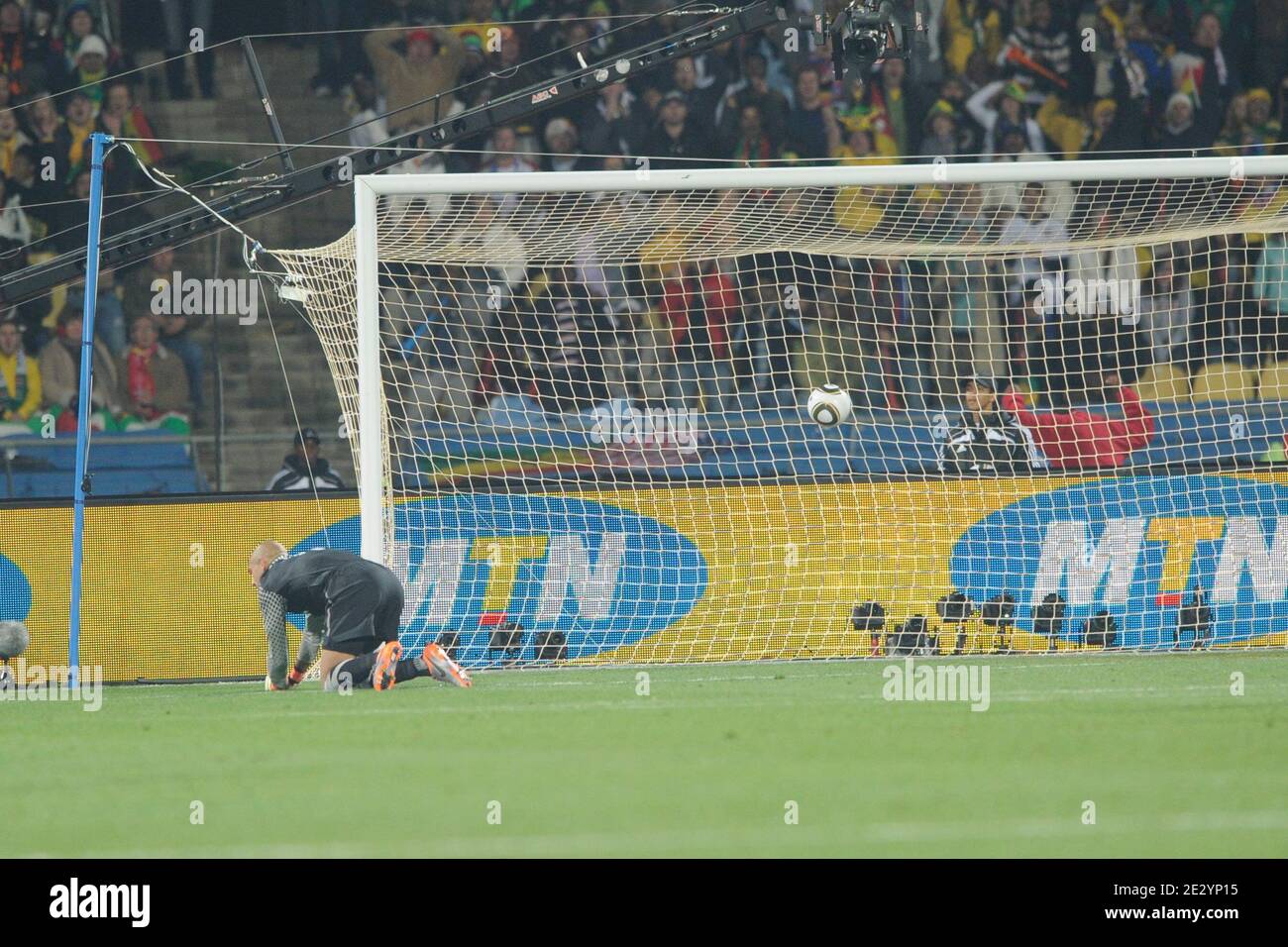 Ghana's Kevin Prince Boateng scoring the 1-0 goal during the 2010 FIFA World Cup South Africa 1/8 of final Soccer match, Ghana vs USA at Royal Bafokeng football stadium in Rustenburg, South Africa on June 26, 2010. Ghana won 2-1. Photo by Henri Szwarc/ABACAPRESS.COM Stock Photo