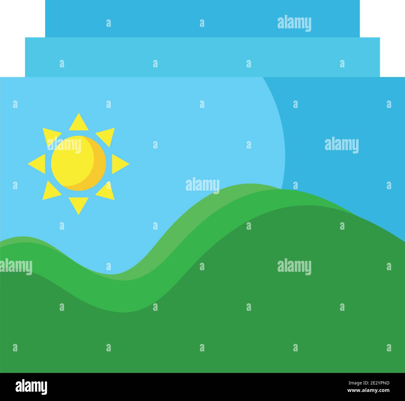 pictures with sea waves and sun seascape scene flat style icons Stock ...