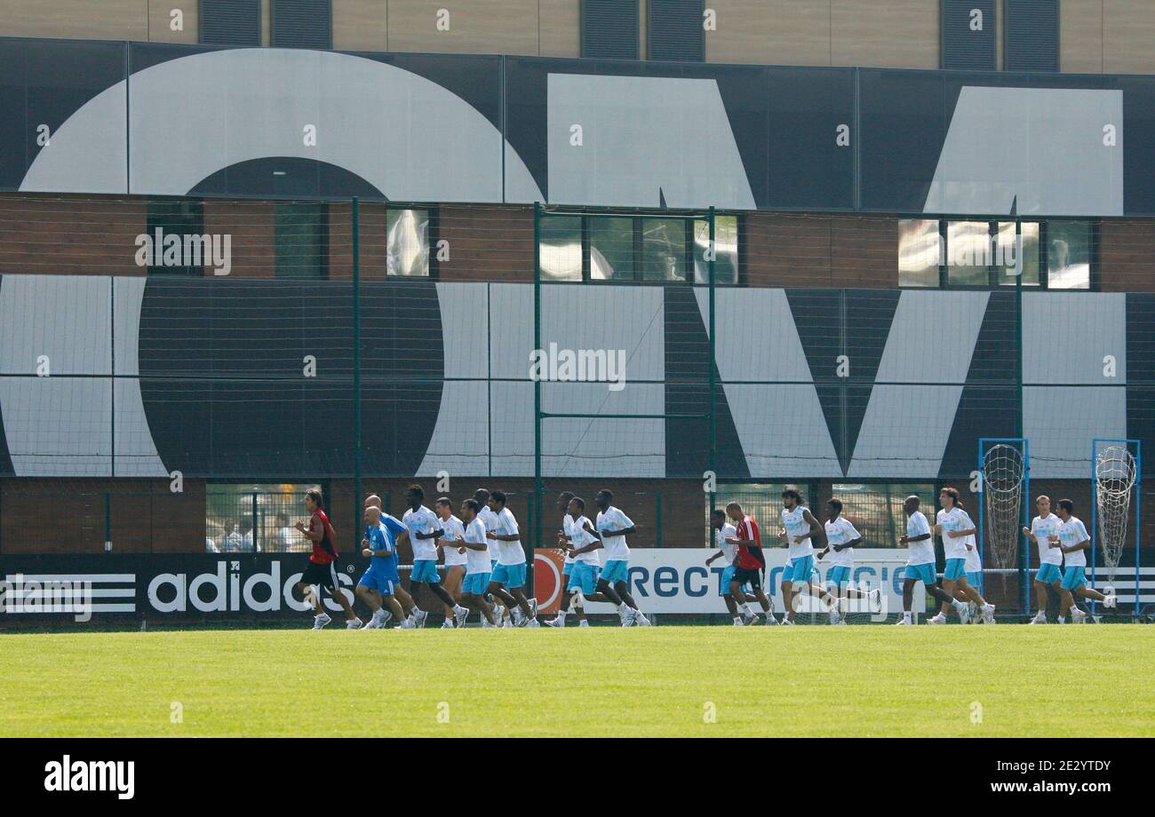 Olympique de Marseille' soccer players during