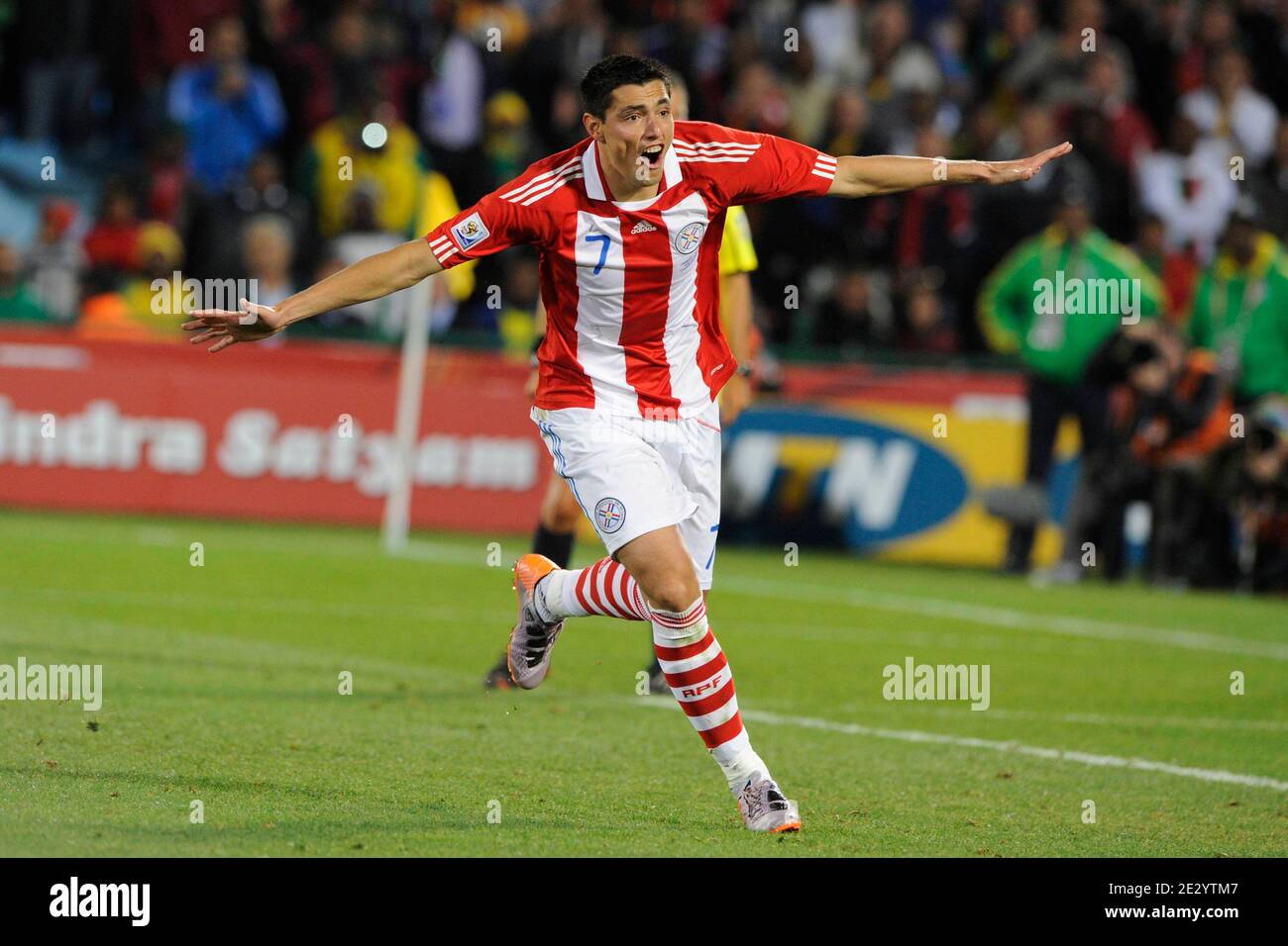 Paraguay's Roque Santa Cruz during the 2010 FIFA World Cup South Africa 1/8  of final Soccer match, Paraguay vs Japan at Loftus Versfeld football  stadium in Pretoria, South Africa on June 29