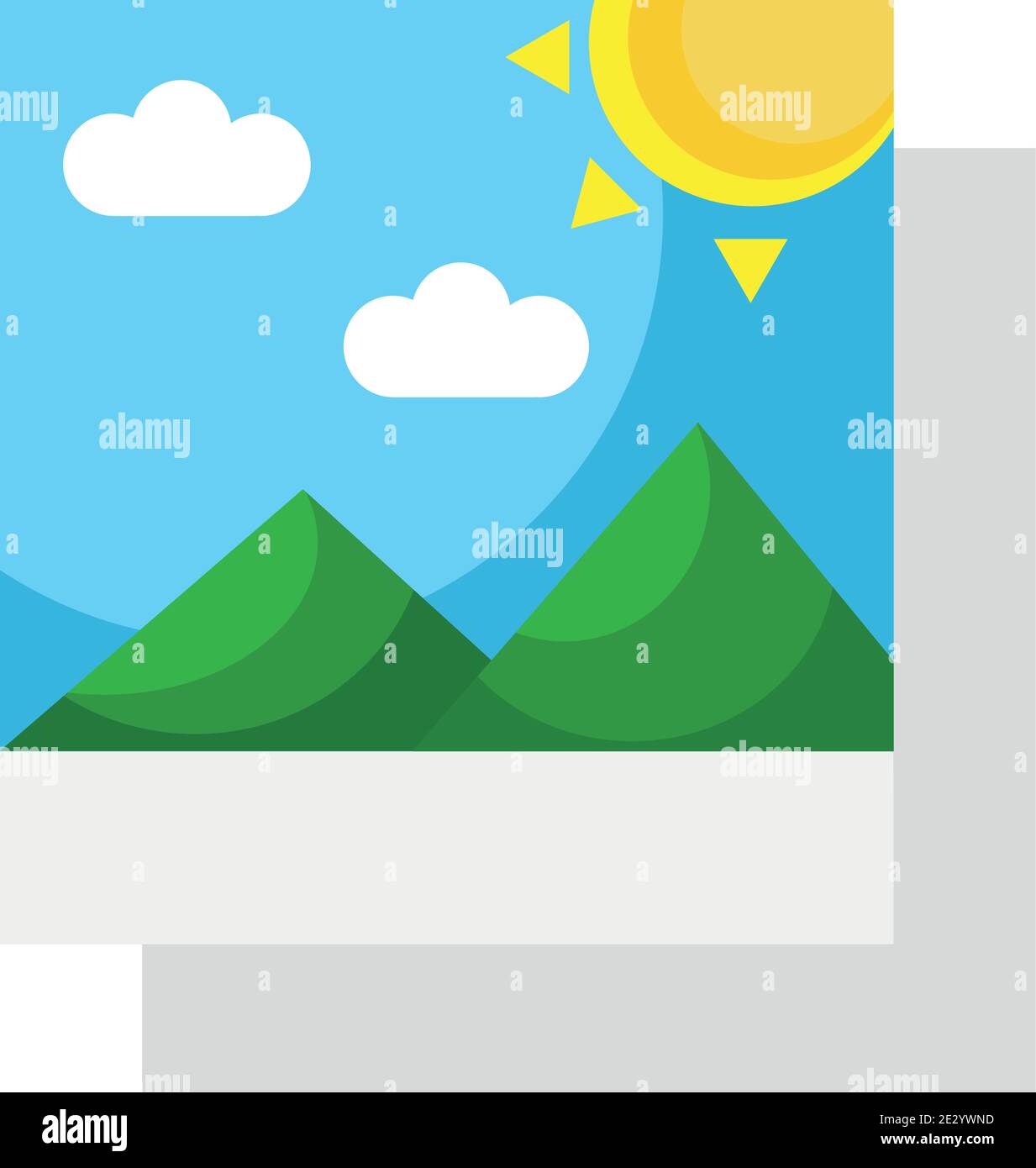 pictures with mountains and sun scene flat style icons Stock Vector ...