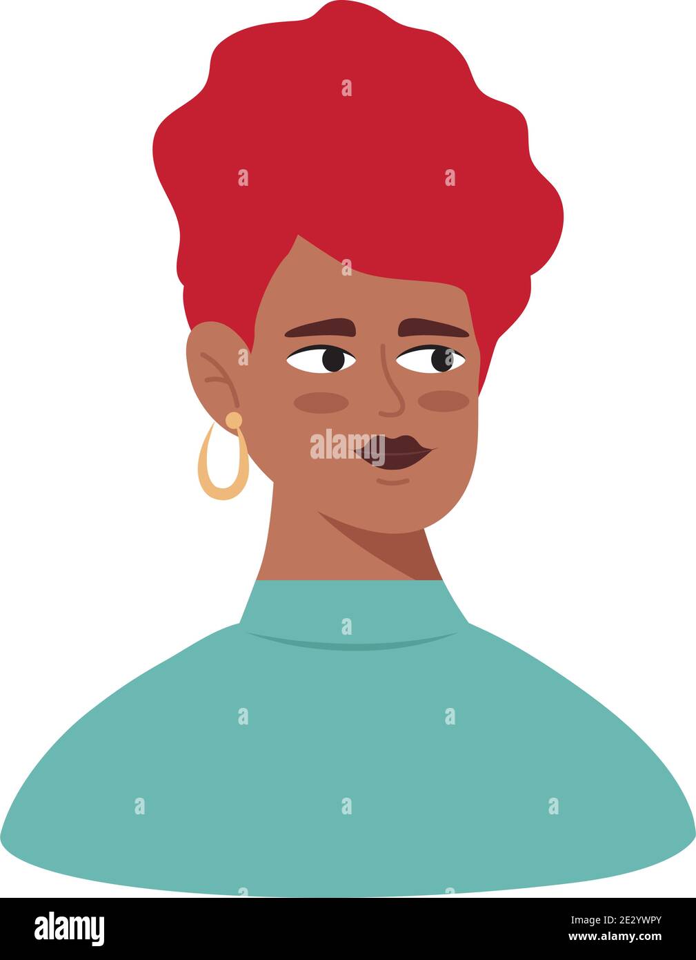 afro young woman with red hair avatar character icon Stock Vector