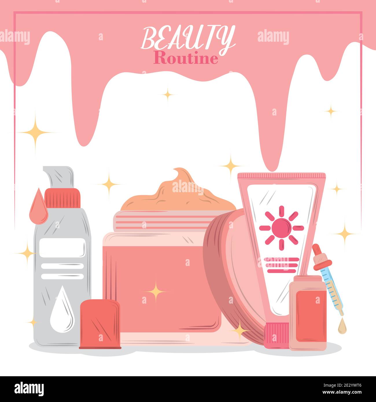 beauty routine cosmetics skincare products cartoon card vector illustration  Stock Vector Image & Art - Alamy