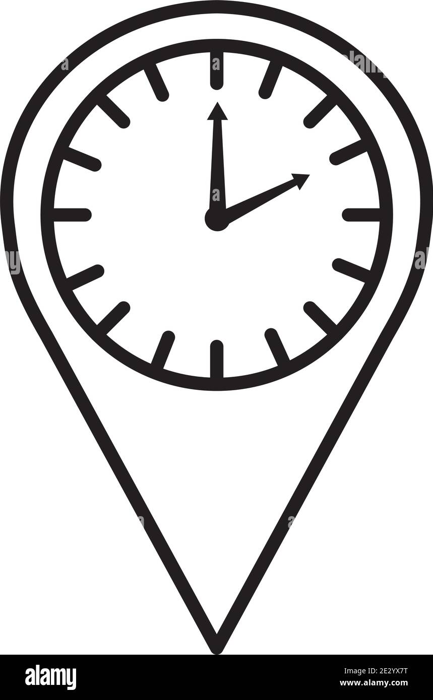 time clock watch analog in pin location line style icon Stock Vector Image  \u0026 Art - Alamy, image size:859x1390