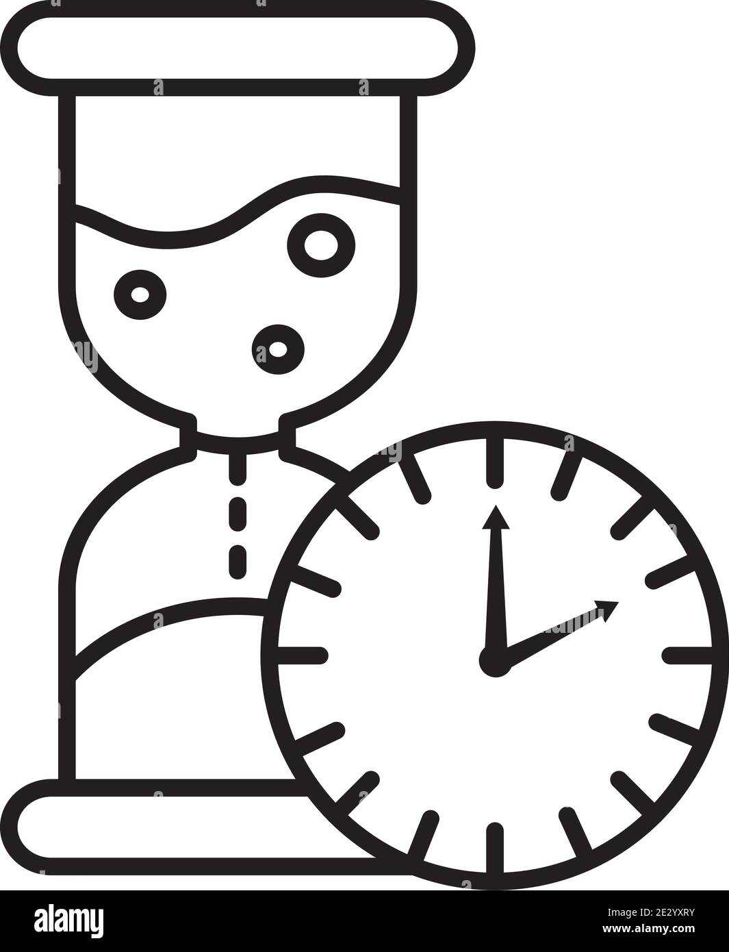 time clock watch analog and hourglass line style icon Stock Vector ...