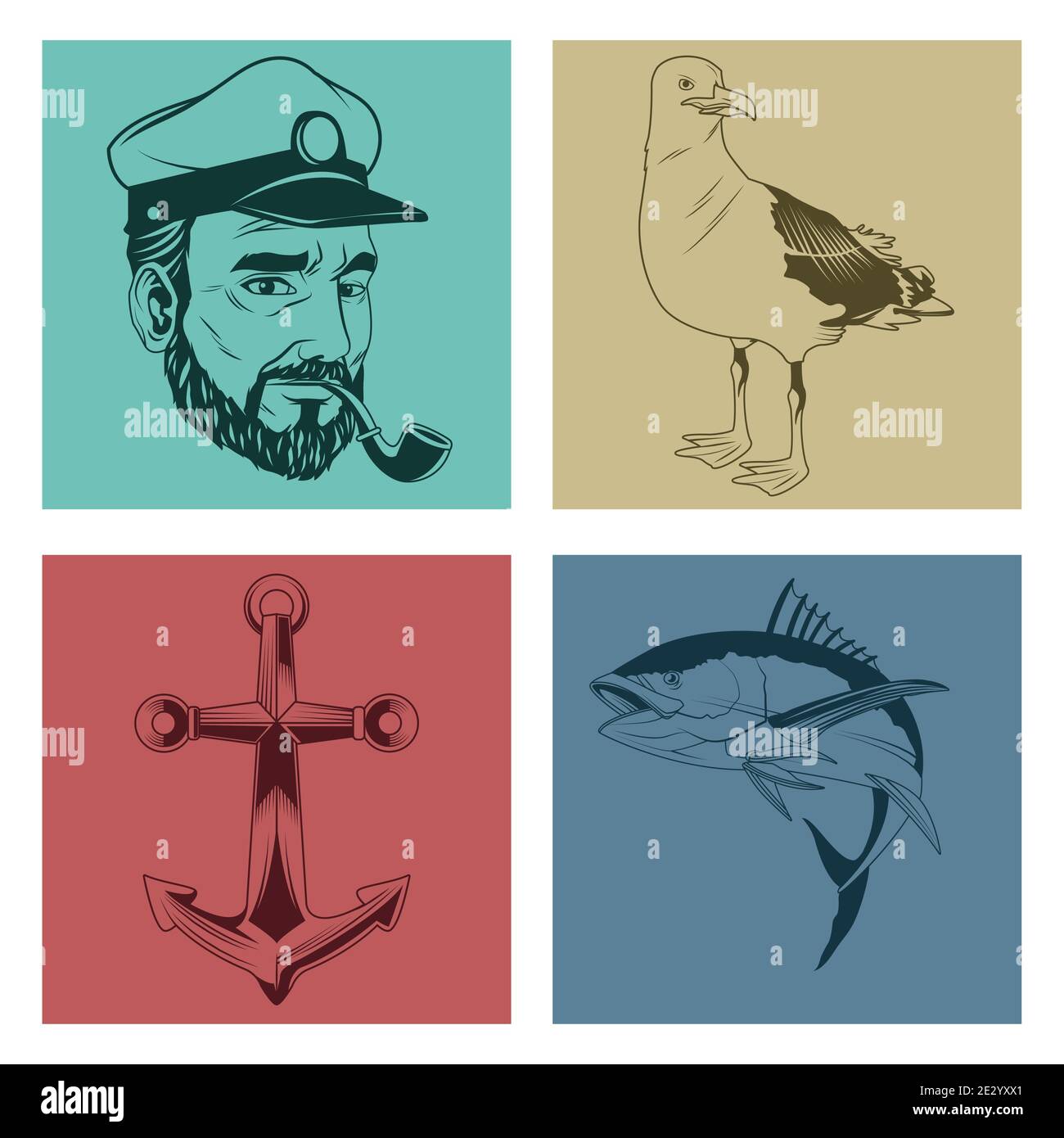bundle of four nautical gray elements set icons icons vector ...