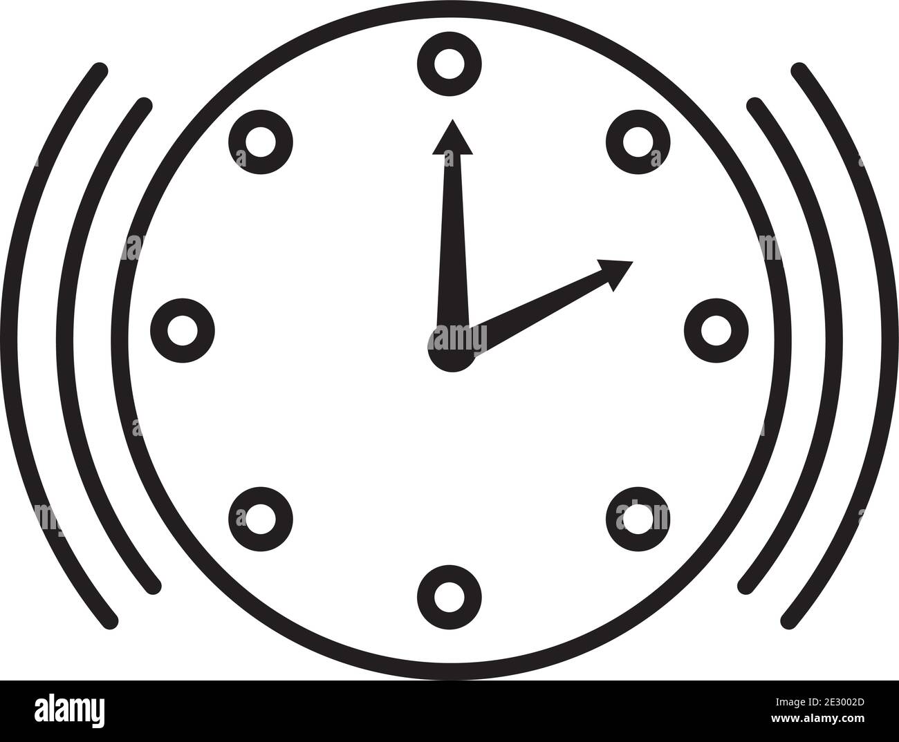 time clock watch analog with waves ring sound line style icon Stock