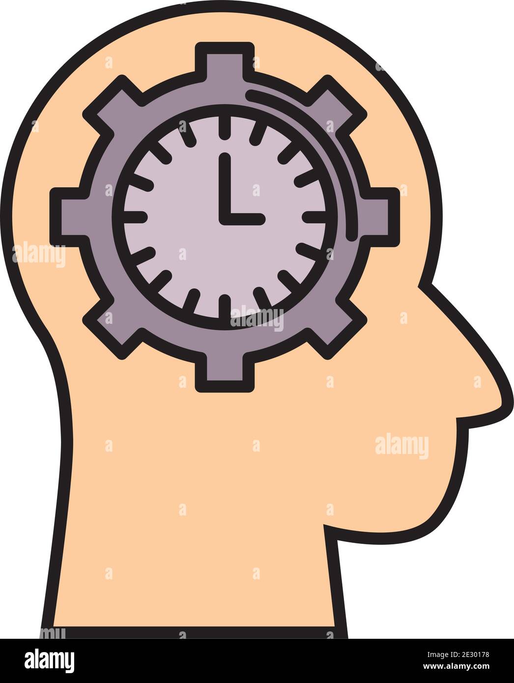 time clock watch analog in profile line and fill style icon Stock ...