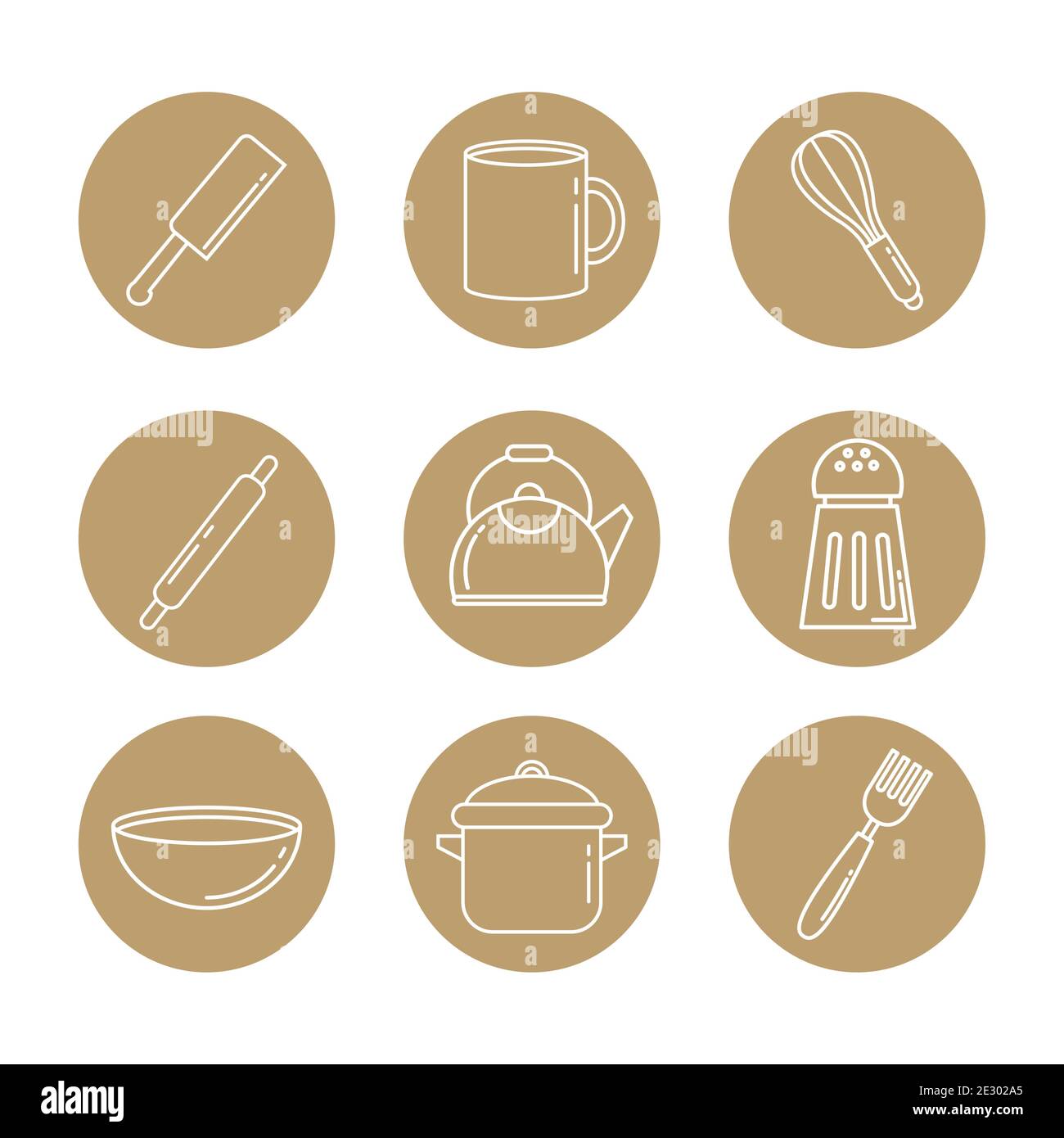 bundle of nine kitchen utensils set icons Stock Vector