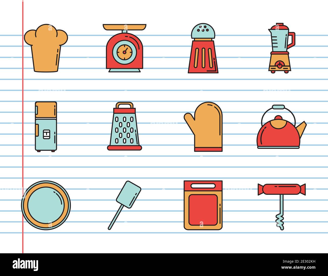 bundle of twelve kitchen utensils set icons Stock Vector