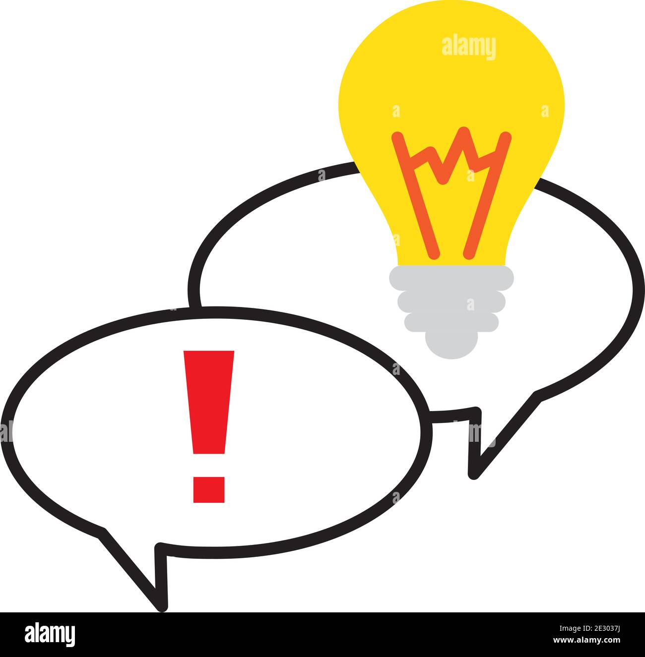 speech bubbles with bulb idea half line style icon Stock Vector